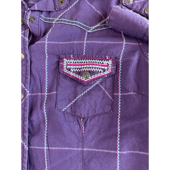 Cruel Girl Western Shirt‎ Large Embroidered Pockets Metal Snaps Long Sleeve - Picture 2 of 10